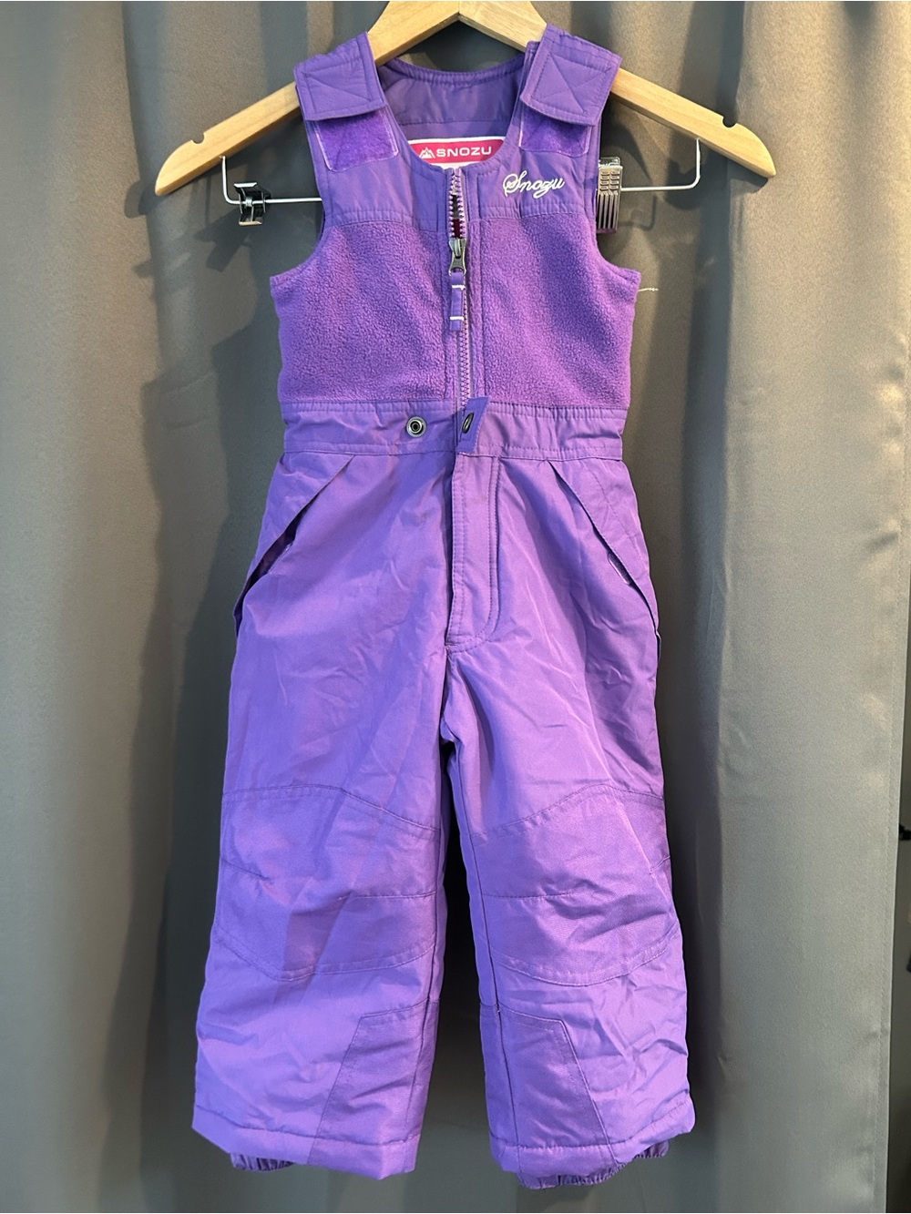3T purple bib snowpants with reinforced knee